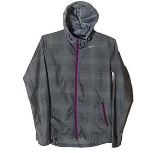 Nike Phenom Vapor Running Jacket Women's Small Gray Hooded Reflective